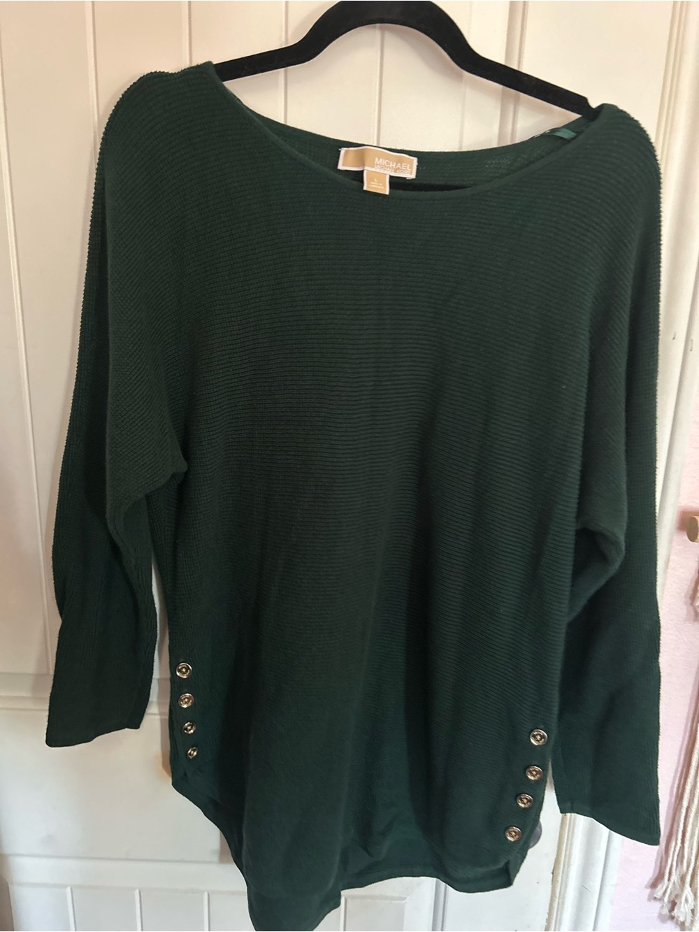 Michael Kors Women's Forest Green Button-Detail Sweater
